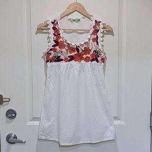 EUC Hippie Groove S Embroidered Cotton Peasant Smock Dress